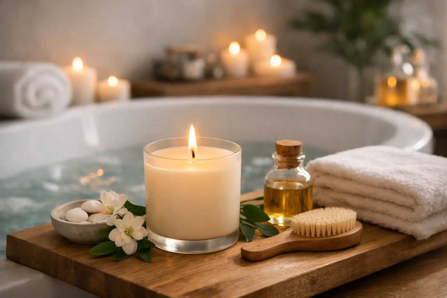 Candela profumata per un bagno spa perfetto